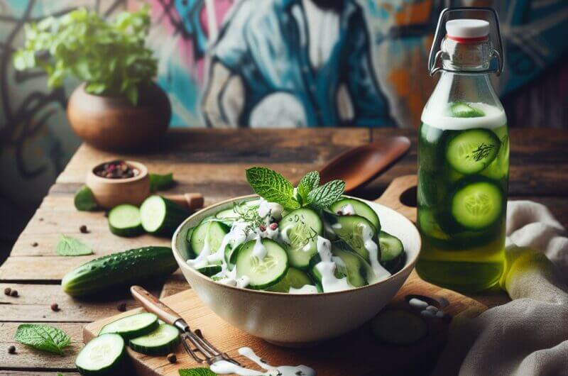 Vinaigrette concombre à la menthe et au yaourt